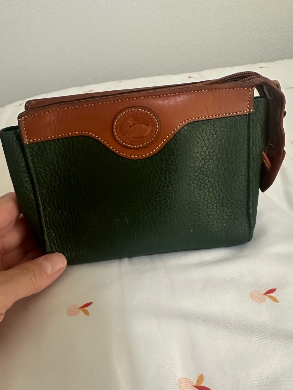 Dooney & Bourke Dark Green and Brown Leather Cosmetic Case